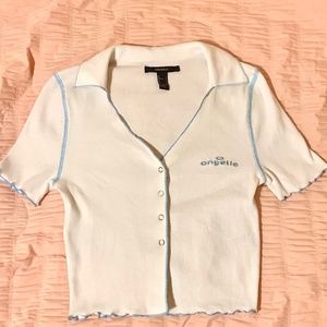 White Collared Button Down Tee